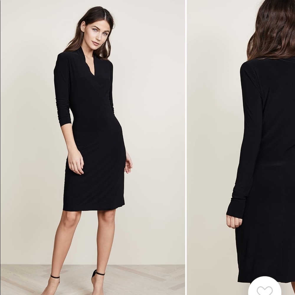 Norma Kamali Long Sleeve Side Draped Dress